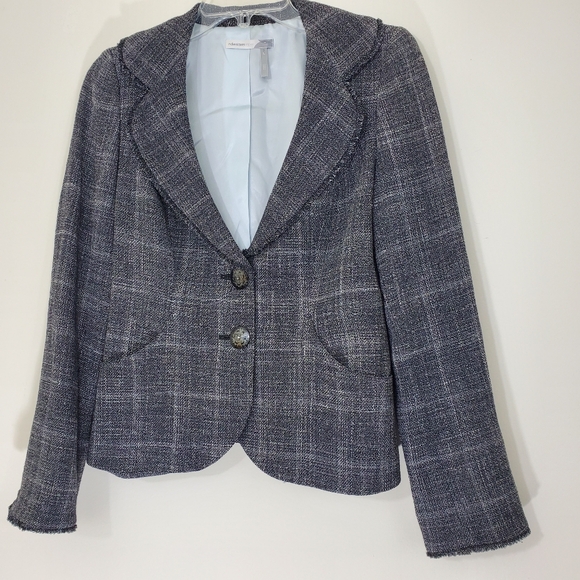 Classiques Gray White Wool Jacket with Raw Edges, Size 2 - Picture 1 of 10